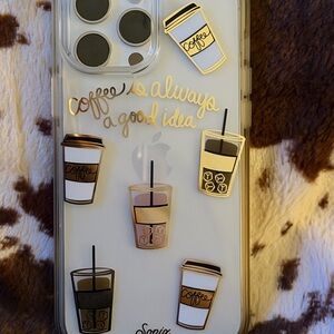 Coffee-Themed iPhone Case - Gold and Black